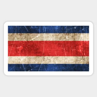 Vintage Aged and Scratched Costa Rican Flag Sticker